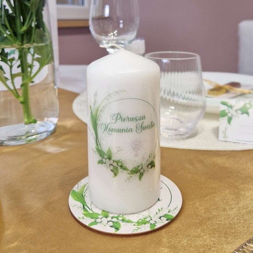 Konvalinka sviečka na stôl Prvé sväté prijímanie 12 cm kvety
