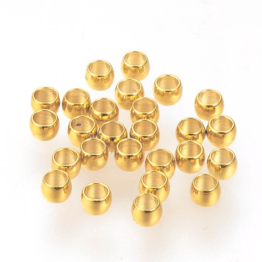 Dištančné korálky, nehrdzavejúca oceľ, črepník, pozlátené 24K zlatom, 2x1mm, 100ks
