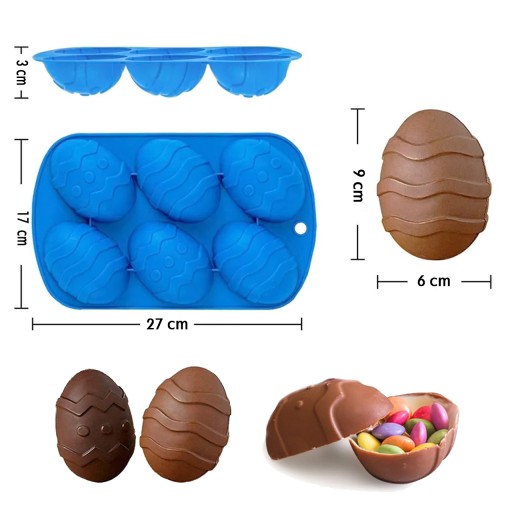SILIKÓNOVÁ FORMAČKA VEĽKÉ VAJCIA 9CM NA ČOKOLÁDOVÉ VAJCIA S PREKVAPENÍM