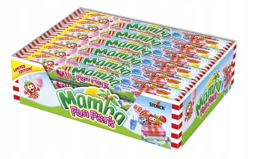 Rozpustná guma Mamba, sada Mix of Flavors, 3 prúžky