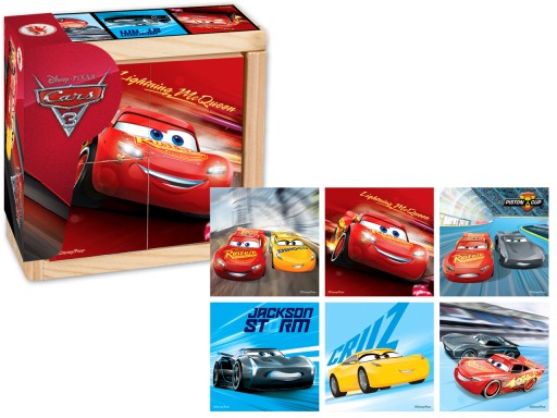 PLAYME Drevené PUZZLE kocky Disney CARS 3 CARS