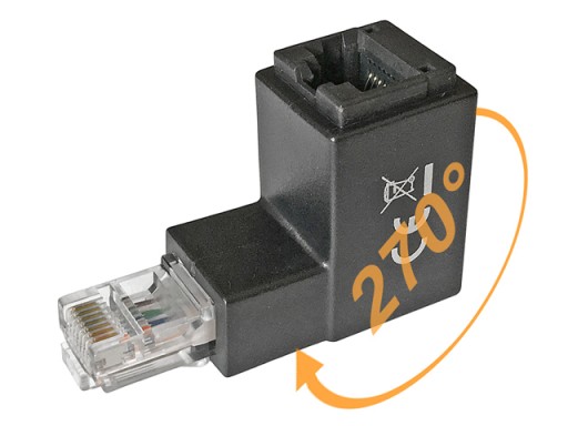 RJ45 adaptér uhlový 270 stupňov zástrčka-zásuvka cat.6 UTP DELOCK