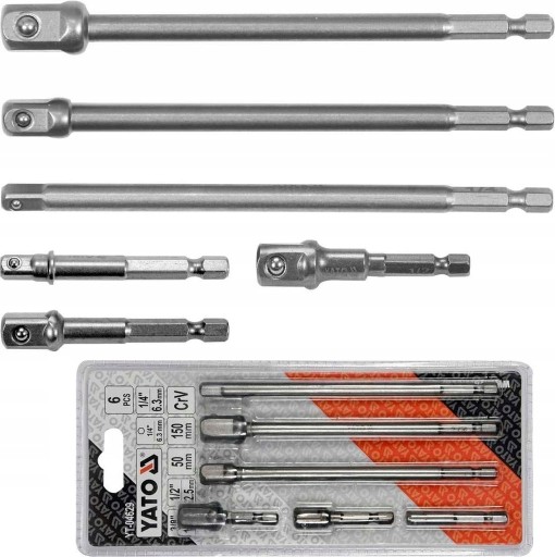 YATO ADAPTÉRY HEX REDUKCIE PRE ZÁSUVKY 1/4 3/8 1/2 5cm, 15cm