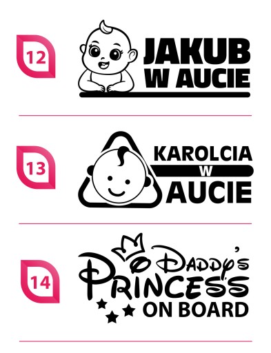 Nálepky na auto - dieťa v aute MENO