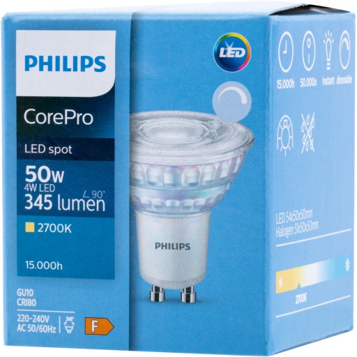 GU10 LED žiarovka 5W=50W 350lm 2700K 36° PHILIPS