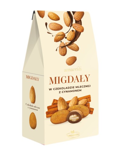 MANDLE V MLIEČNEJ ČOKOLÁDE SO ŠKORICOU AMARESTI 80G
