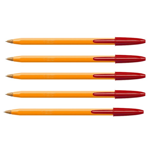 Guľôčkové pero 0,8 mm BIC Orange Red Sada 5 ks
