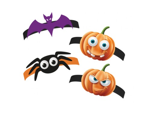 Čelenka Boo Pumpkin Spider Bat Halloween 4ks.
