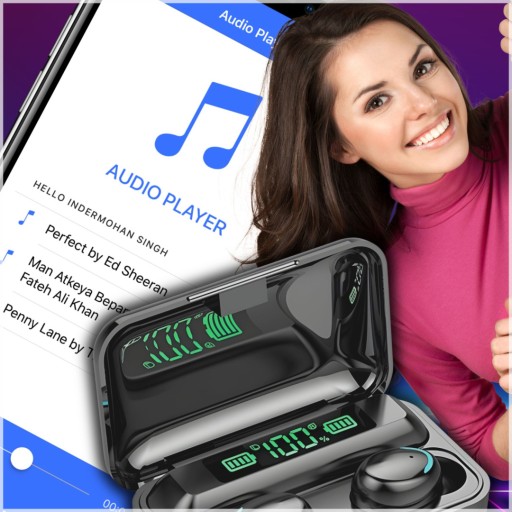 Bezdrôtové slúchadlá Bluetooth 5.1 F9+ Powerbank Model 2024 Mikrofón