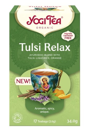 Čaj Tulsi Relax s tulsi sladkým drievkom BIO Yogi Tea