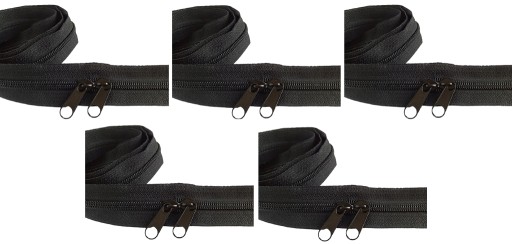 Špirálový zips 5 mm zips ČIERNA 5 metrov + 10 zipsov