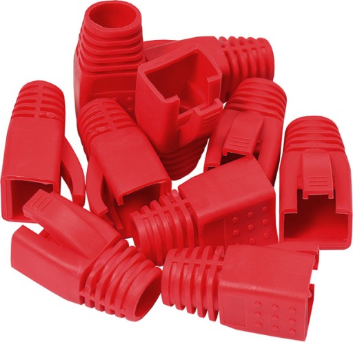KRYTY RJ45 KRYT ZÁSTRČKY KAT.6A KAT.7 10ks ČERVENÉ PRE HRUBÝ KÁBEL