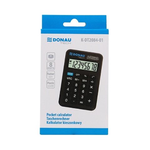 DONAU TECH vrecková kalkulačka, 8-miestna. čierna K-DT2084-01