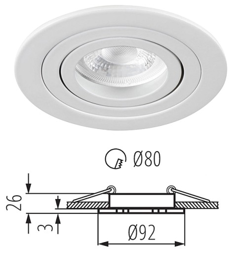 KANLUX Oczko Halogénové LED stropné svietidlo pohyblivé SEIDY GU10 10W biele