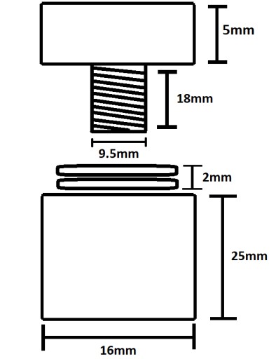 Montážne vzdialenosti 16x30 INOX Montážna vzdialenosť Dekoratívne upevnenie