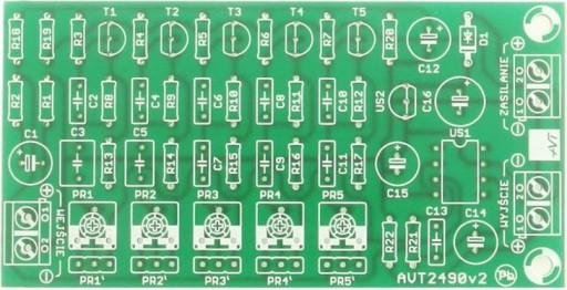 Grafický ekvalizér, päťkanálový ekvalizér, PCB AVT2490