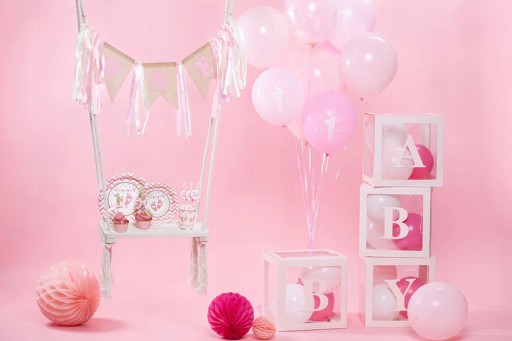 Slamky na pitie Baby Shower Pink Feet Stork Birthday 10ks