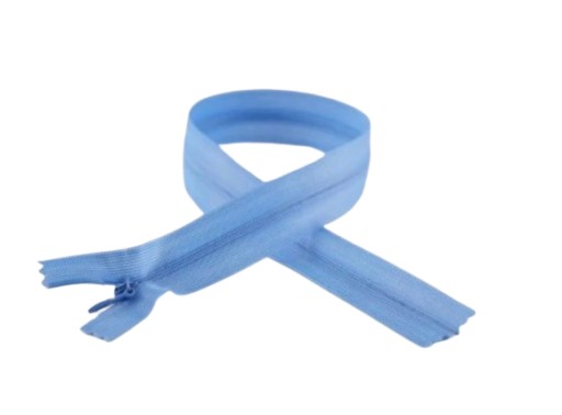 Zips, SAMOSTATNÝ Zips, PREkrytý, ČIPKA, 40cm, MODRÁ