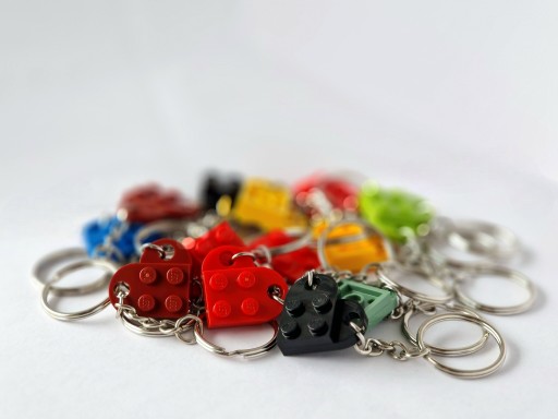 KĽÚČENKA z LEGO kociek Srdce Keychain Darček 2 ks ku Dňu žien