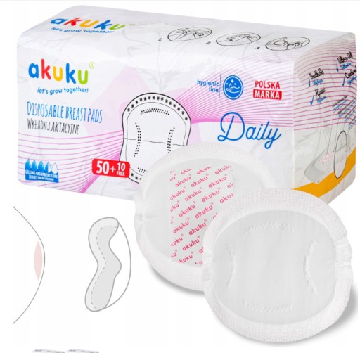Akuku Absorpčné gélové prsné vložky Veľké balenie 60 ks