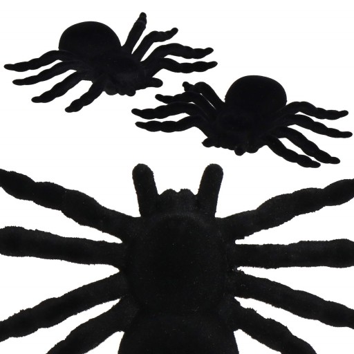 HALLOWEENSKÉ PAVÚKY UMELÉ ČIERNE 10 cm 2ks OZDOBENIE PAVÚK OZDOBA x2