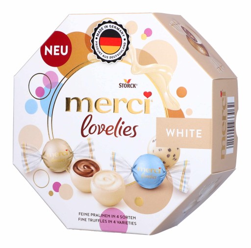 Pralinkové čokolády ku dňu babičky MERCI Lovelies White 185g DARČEK
