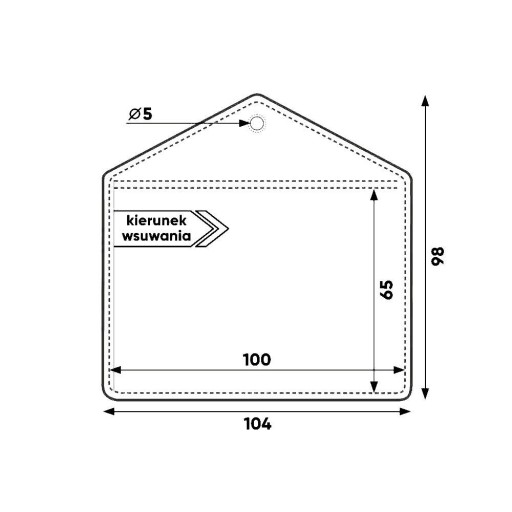 Horizontálny držiak ID, priehľadný, vrecko 100x65mm + šnúrka 90cm