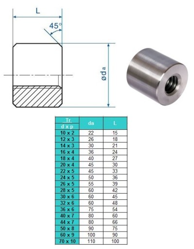 Trapézová matica 12x3 valcová CNC oceľ