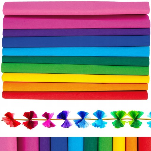 RAINBOW CRIPPED hodvábny papier 10 FAREB 25X200cm