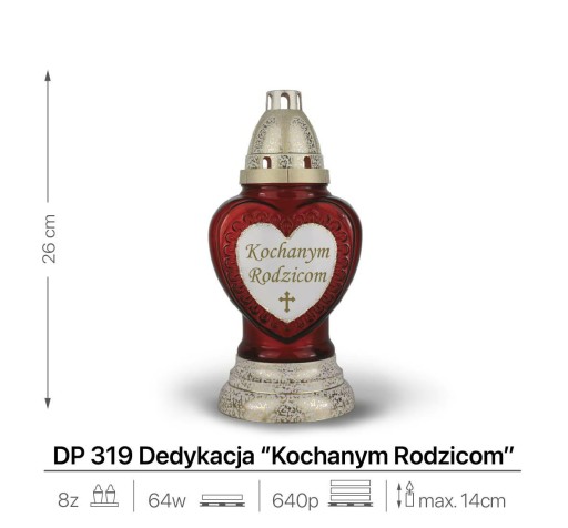Sviečka s venovaním pre milovaných rodičov 26cm Červená DP319 Sviečka s vložkou