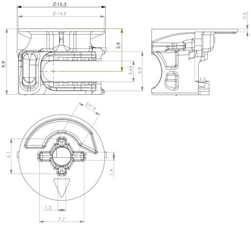 50x Excentrický nábytkový konektor fi15 pre 12mm dosku