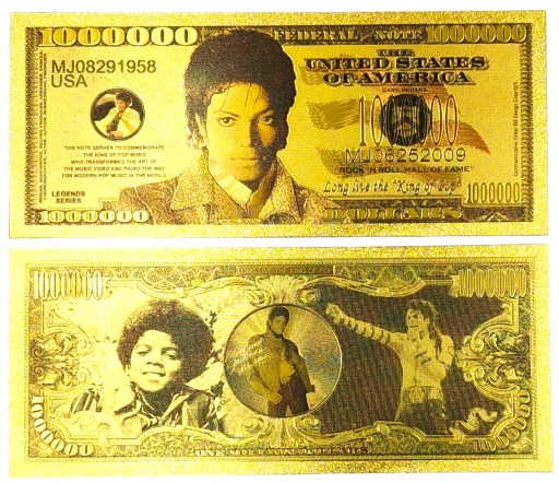 MICHAEL JACKSON Krásna kolekcia pozlátených bankoviek