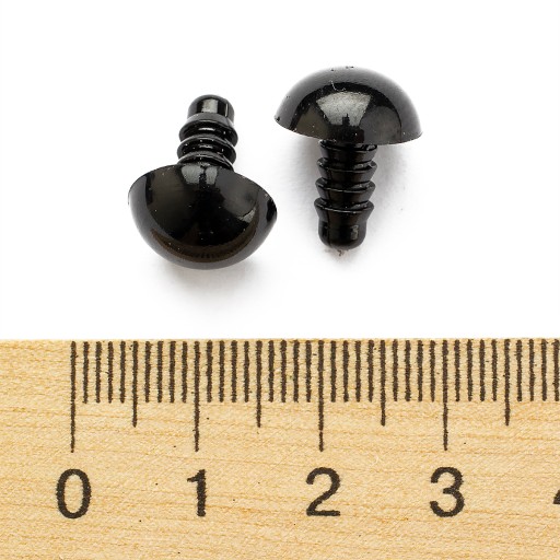Ochrana očí s niťami a svorkami z plastu na hračky, čierna, 12 mm, 50 párov