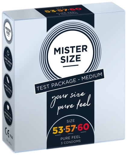 Kondómy MISTER SIZE prispôsobené na veľkosť, sada 53 57 60 mm, 3 kusy