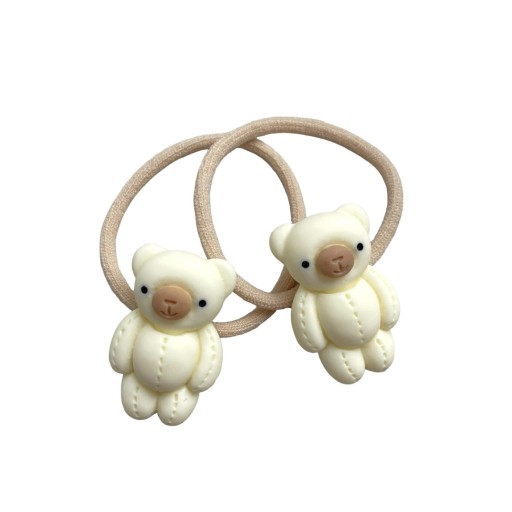 Sada bielych gumičiek medvedíka pre deti, mini gumička do vlasov