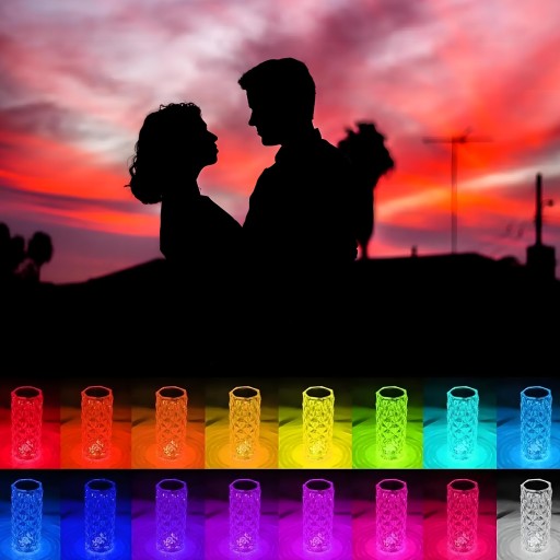 LED USB nočná krištáľová stolná lampa DIAMOND RGB touch + REMOTE