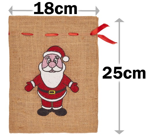 Jutová darčeková taška SANTA SO STUHOU 25x18