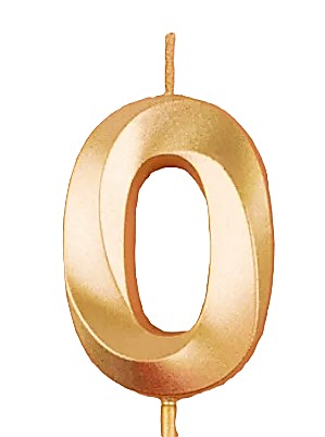 sviečka číslo ZERO zlatá narodeninová torta číslo 0