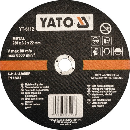 ŠTÍT NA KOV 230x22 mm HRÚBKA 3,2 mm YATO