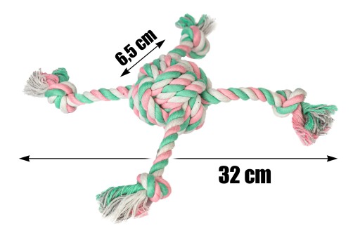 Hračka pre psa SZARPAK ROPE pletená loptička 6,5cm x 32cm BAVLNA
