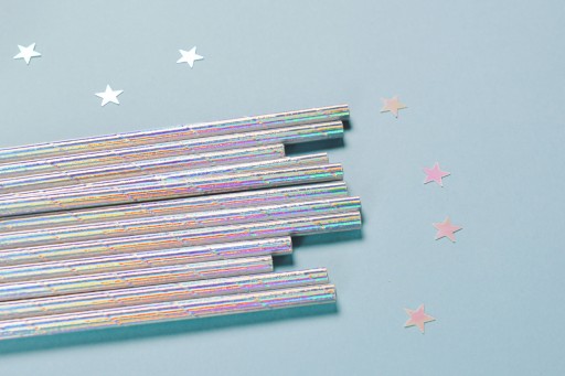 HOLOGRAPHIC slamky na narodeniny jednorožec 10 ks