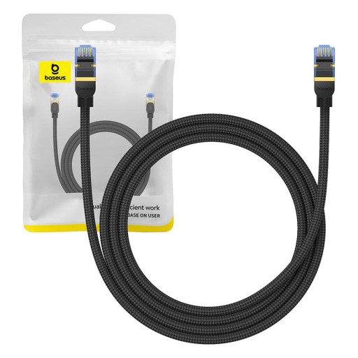 Pletený sieťový kábel Baseus 7 Ethernet RJ45, 10 Gbps, 1,5 m (čierny)