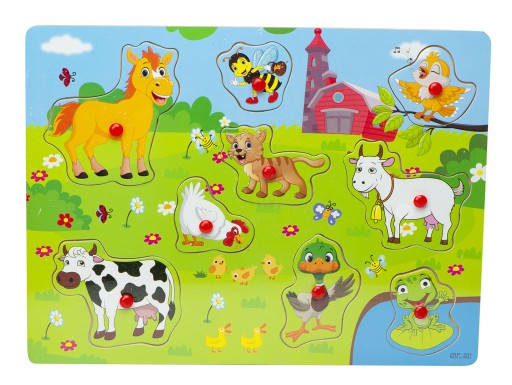 Kreatívne drevené puzzle pre deti, puzzle tvarov zápasov, farma