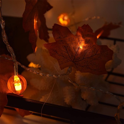 DRÔTOVÉ SVETLÁ LED HALLOWEENSKÉ SVETLÁ LISTY 3M JAVOROVÉ LISTY TEKVICOVÉ DRôTOVÉ SVETLÁ