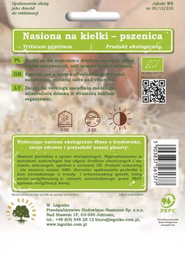 Semená na nakličovanie pšenice obyčajnej 30g BIO - Semená - W. Legutko