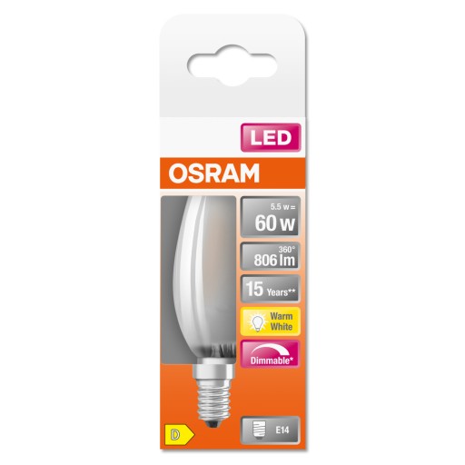 E14 B35 LED žiarovka 5,5W 2700K Stmievateľná OSRAM