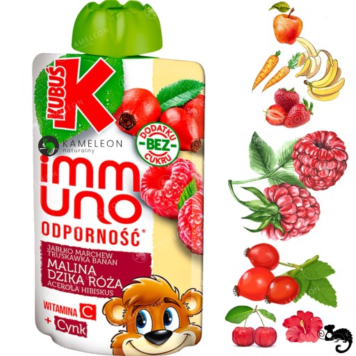 WINNIE IMMUNO ovocná pena IMUNITY MALINA DIVOKÁ RUŽA JABLKO BANÁN JAHODA