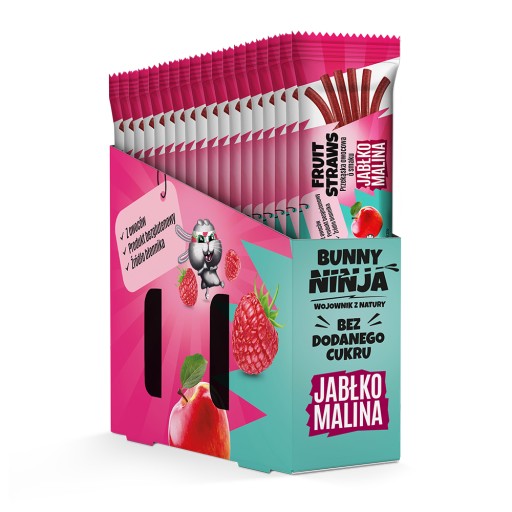 Ovocný snack pre deti Tyčinky Listy Jablko Malina 16g. ZAJÍČIK NINJA