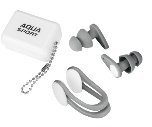 Plavecké štuple do uší silikónový klip na nos s puzdrom sivý