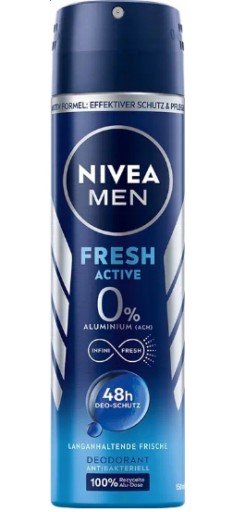 Nivea Men Deodorant Fresh Active 0% hliníkových solí, 200 ml